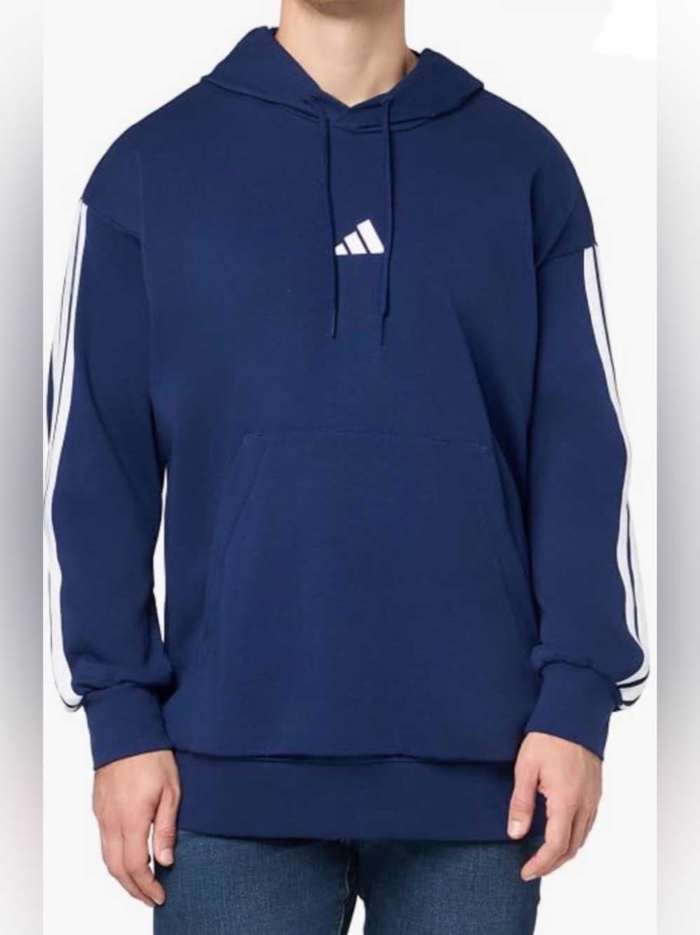 adidas Men's Essentials 3-Stripes French Terry Hoodie Big & Tall Sz XLT Blue New